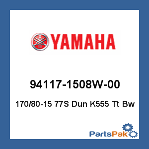 Yamaha 94117-1508W-00 170/80-15 77S Dun K555 Tt Bw; 941171508W00