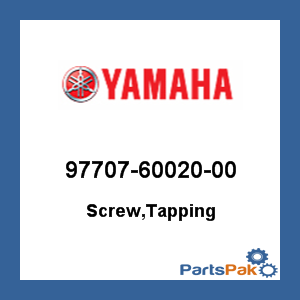 Yamaha 97707-60020-00 Screw, Tapping; 977076002000