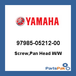 Yamaha 97985-05212-00 Screw, Pan Head With Washer; 979850521200