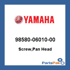 Yamaha 98580-06010-00 Screw, Pan Head; 985800601000