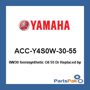 Yamaha ACC-Y4S0W-30-55 0W30 Semisynthetic Oil 55 Dr; New # LUB-00W30-SS-55
