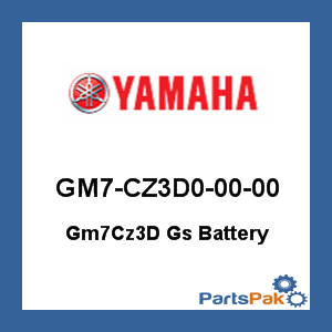 Yamaha GM7-CZ3D0-00-00 Yb7Ca Yuasa Battery (Not Filled With Acid); New # YB7-CA000-00-00