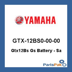 Yamaha GTX-12BS0-00-00 Ytx12Bs Yuasa Battery - Sa (Not Filled w/ Acid); New # YTX-12BS0-00-00
