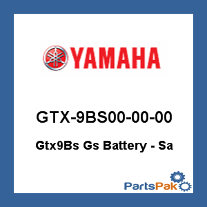 Yamaha GTX-9BS00-00-00 Ytx9Bs Yuasa Battery - Sa (Not Filled w/ Acid); New # YTX-9BS00-00-00