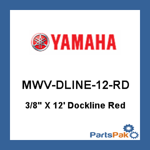 Yamaha MWV-DLINE-12-RD 12' Dock Line Red Double-Braid 3/8; New # MWV-DLDE3-12-RD