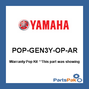 Yamaha POP-GEN3Y-OP-AR Warranty Pop Kit; POPGEN3YOPAR