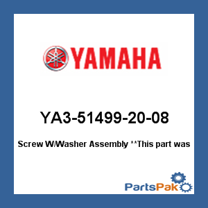 Yamaha YA3-51499-20-08 Screw With Washer Assembly; YA3514992008