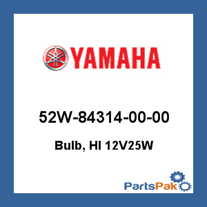 Yamaha 52W-84314-00-00 Bulb, Hl 12V25W; 52W843140000