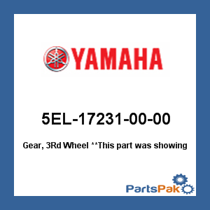 Yamaha 5EL-17231-00-00 Gear, 3rd Wheel; 5EL172310000