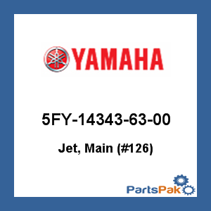 Yamaha 5FY-14343-63-00 Jet, Main (#126); 5FY143436300