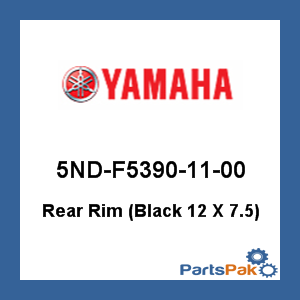 Yamaha 5ND-F5390-11-00 Rear Rim (Black 12 X 7.5); 5NDF53901100