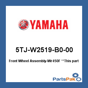 Yamaha 5TJ-W2519-B0-00 Front Wheel Assembly-Wr450F; 5TJW2519B000