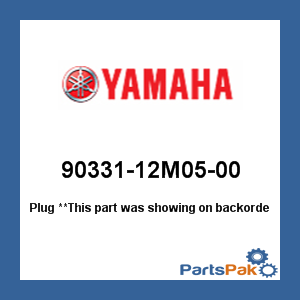 Yamaha 90331-12M05-00 Plug; 9033112M0500