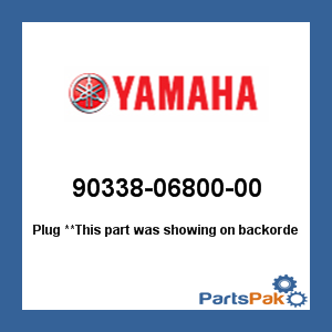 Yamaha 90338-06800-00 Plug; 903380680000