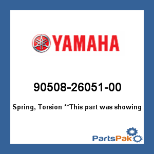 Yamaha 90508-26051-00 Spring, Torsion; 905082605100