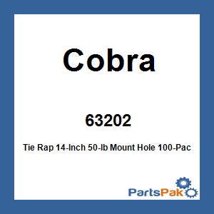 Cobra 63202; Tie Rap 14-Inch 50-lb Mount Hole 100-Pack