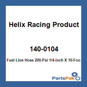 Helix Racing Products 140-0104; Fuel Line Hose 200-Psi 1/4-inch X 10-Foot Yellow