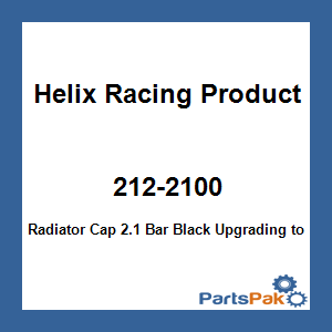 Helix Racing Products 212-2100; Radiator Cap 2.1 Bar Black