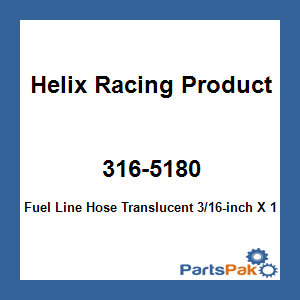 Helix Racing Products 316-5180; Fuel Line Hose Translucent 3/16-inch X 100-Foot Clear