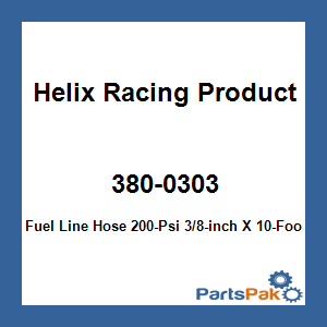 Helix Racing Products 380-0303; Fuel Line Hose 200-Psi 3/8-inch X 10-Foot Red