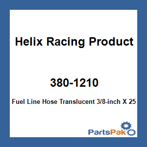 Helix Racing Products 380-1210; Fuel Line Hose Translucent 3/8-inch X 25-Foot Green