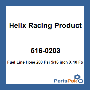 Helix Racing Products 516-0203; Fuel Line Hose 200-Psi 5/16-inch X 10-Foot Red