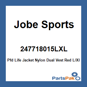 Jobe Sports 247718015LXL; Pfd Life Jacket Nylon Dual Vest Red L/Xl