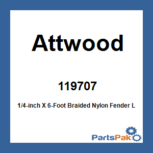 Attwood 119707; 1/4-inch X 6-Foot Braided Nylon Fender Line