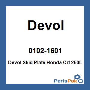 Devol 0102-1601; Devol Skid Plate Fits Honda Crf 250L