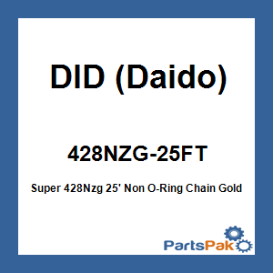 DID (Daido) 428NZG-25FT; Super 428Nzg 25' Non O-Ring Chain Gold