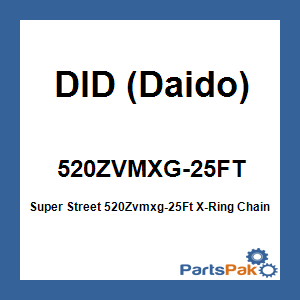 DID (Daido) 520ZVMXG-25FT; Super Street 520Zvmxg-25Ft X-Ring Chain Gold