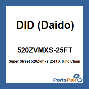 DID (Daido) 520ZVMXS-25FT; Super Street 520Zvmxs-25Ft X-Ring Chain Nickel