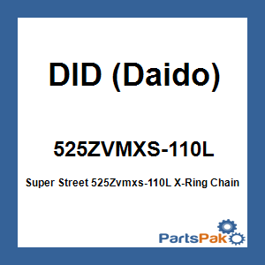DID (Daido) 525ZVMXS-110L; Super Street 525Zvmxs-110L X-Ring Chain Nickel