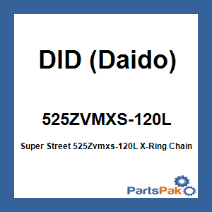 DID (Daido) 525ZVMXS-120L; Super Street 525Zvmxs-120L X-Ring Chain Nickel