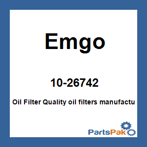 Emgo 10-26742; Oil Filter