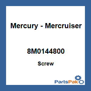 Quicksilver 8M0144800; Screw Replaces Mercury / Mercruiser