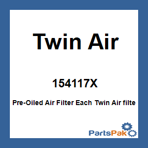 Twin Air 154117X; Pre-Oiled Air Filter