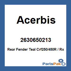 Acerbis 2630650213; Rear Fender Teal Crf250/450R / Rx
