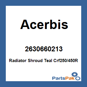 Acerbis 2630660213; Radiator Shroud Teal Crf250/450R