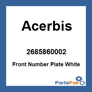 Acerbis 2685860002; Front Number Plate White