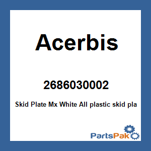 Acerbis 2686030002; Skid Plate Mx White