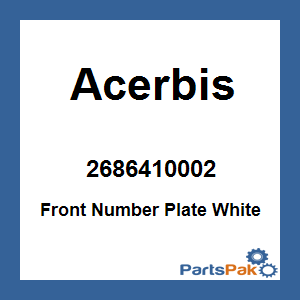 Acerbis 2686410002; Front Number Plate White