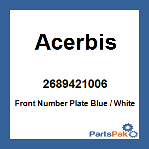 Acerbis 2689421006; Front Number Plate Blue / White