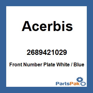 Acerbis 2689421029; Front Number Plate White / Blue