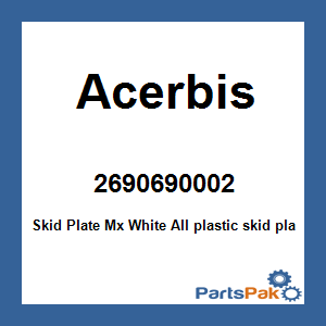 Acerbis 2690690002; Skid Plate Mx White