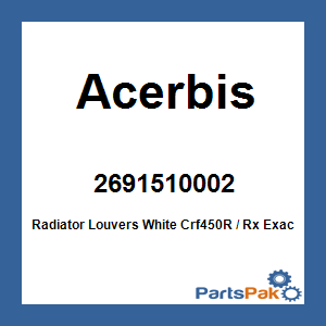 Acerbis 2691510002; Radiator Louvers White Crf450R / Rx