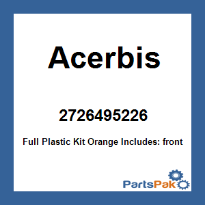 Acerbis 2726495226; Full Plastic Kit Orange
