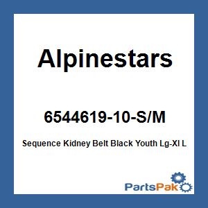 Alpinestars 6544619-10-S/M; Sequence Kidney Belt Black Youth Lg-Xl