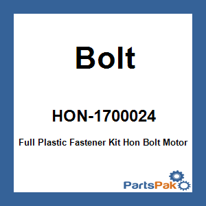 Bolt HON-1700024; Full Plastic Fastener Kit Honda