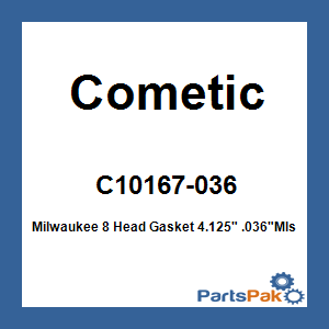 Cometic C10167-036; Milwaukee 8 Head Gasket 4.125-inch .036-inch Mls Bore 4.145-inch